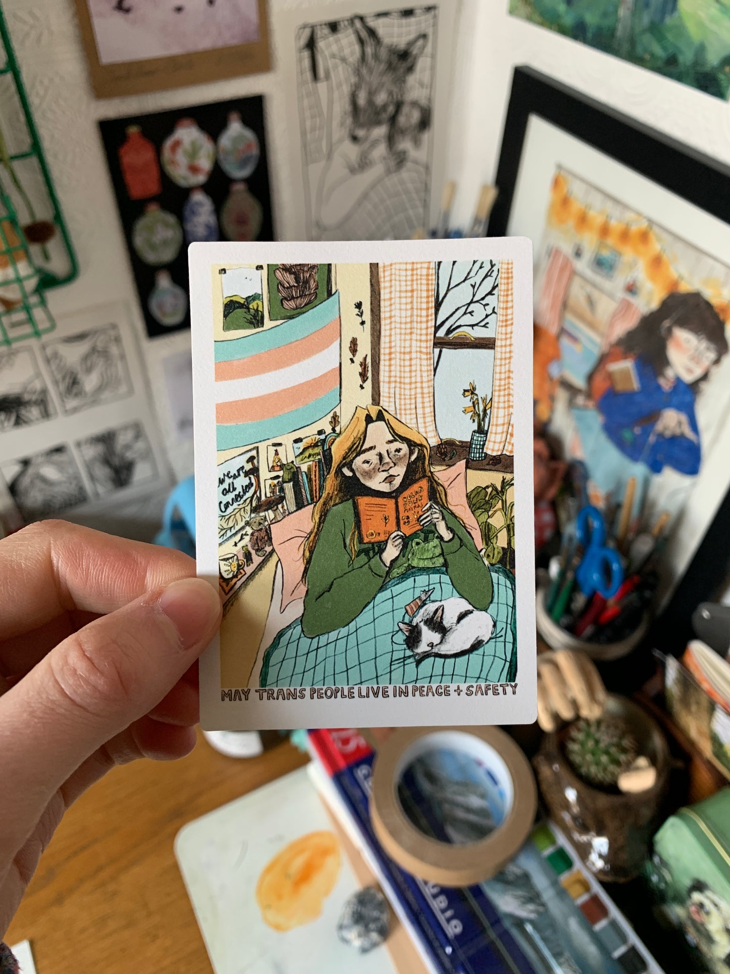 May Trans People Live in Peace + Safety Sticker