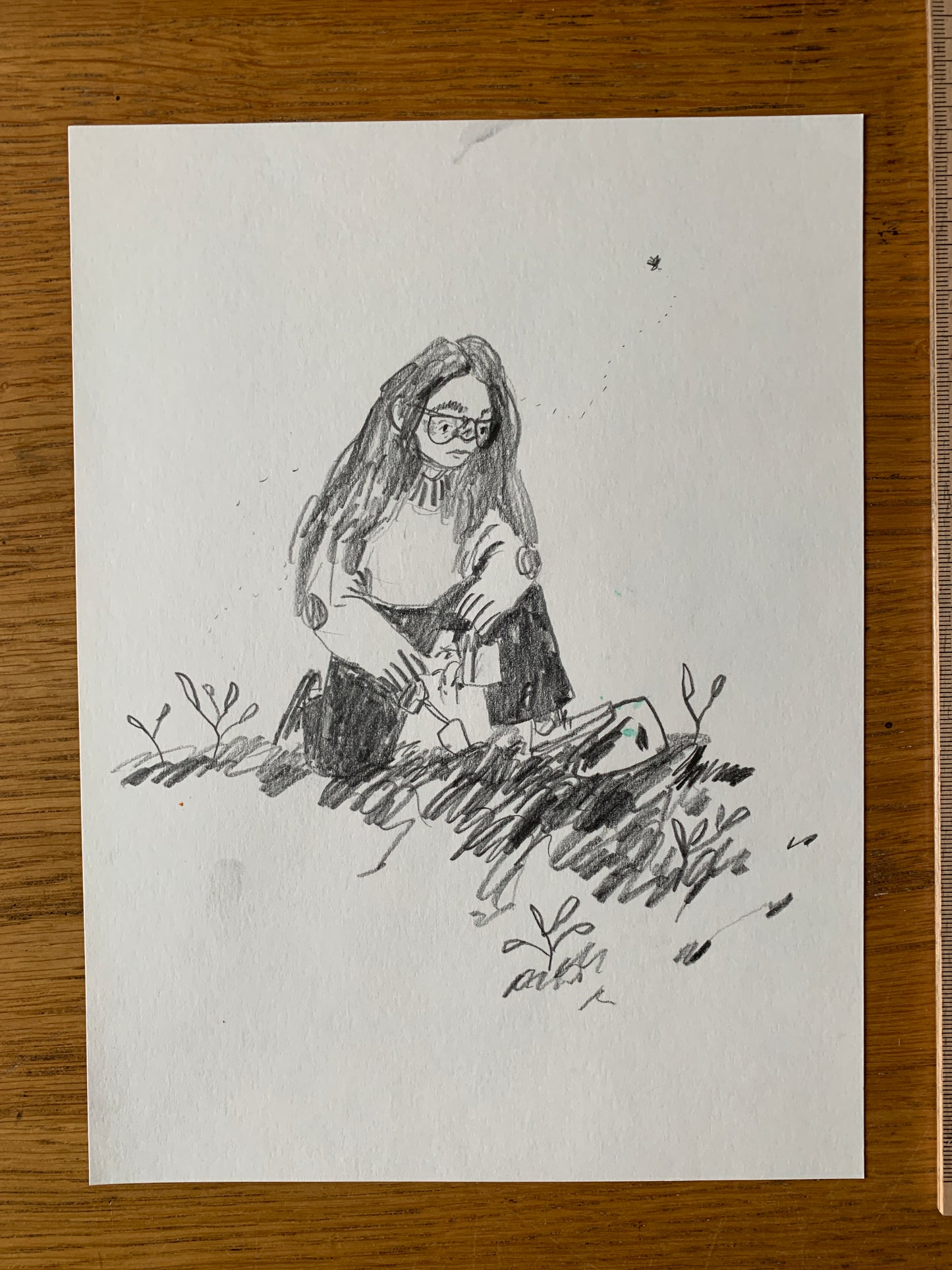 Original - Gardener Sketch in pencil